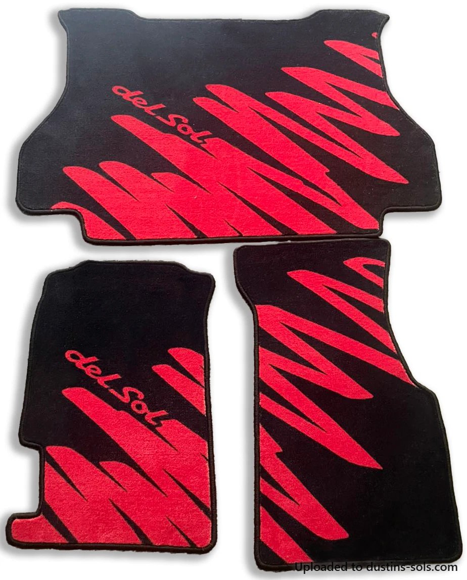 Front and Rear Floor Mats (ZigZag - Red)